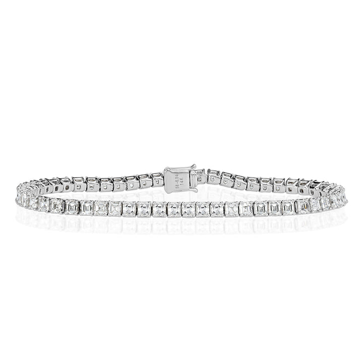 6.34ct Asscher Cut Lab Diamond Tennis Bracelet in 14k White Gold