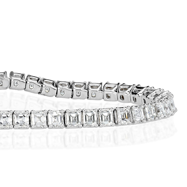 6.34ct Asscher Cut Lab Diamond Tennis Bracelet in 14k White Gold