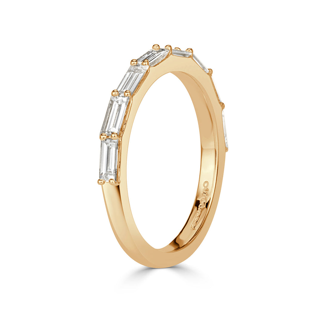 0.65ct Baguette Cut Lab Diamond Wedding Band in 18k Champagne Yellow Gold