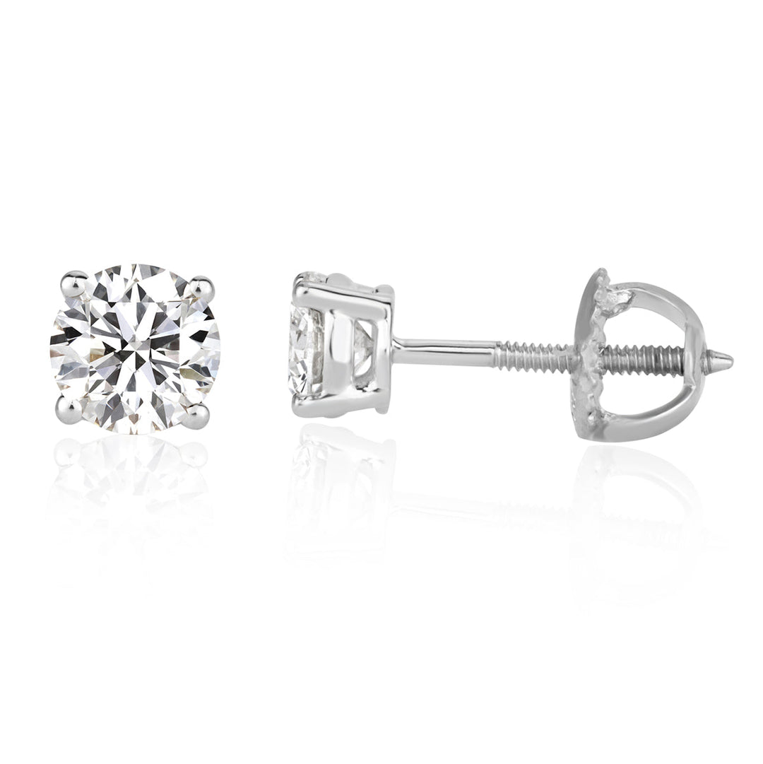 0.60ct Round Brilliant Cut Lab Diamond Stud Earrings in 18K White Gold