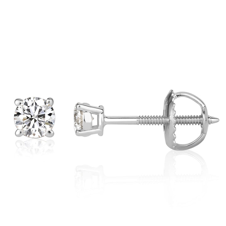 0.50ct Round Brilliant Cut Lab Diamond Stud Earrings in 18K White Gold