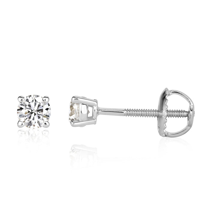 0.42ct Round Brilliant Cut Lab Diamond Stud Earrings in 18K White Gold