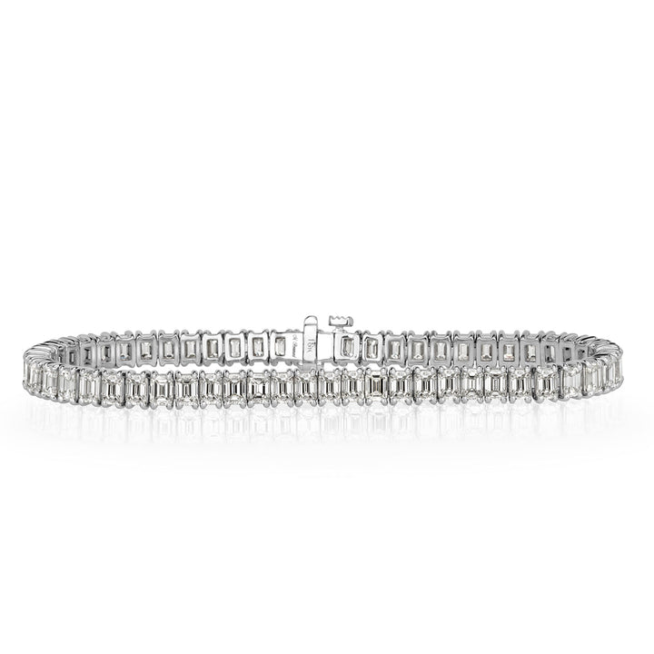 10.74ct Emerald Cut Lab Diamond Tennis Bracelet in 18k White Gold in 7'