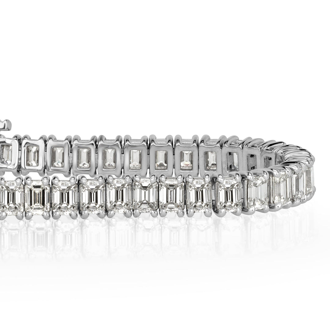 10.74ct Emerald Cut Lab Diamond Tennis Bracelet in 18k White Gold in 7'