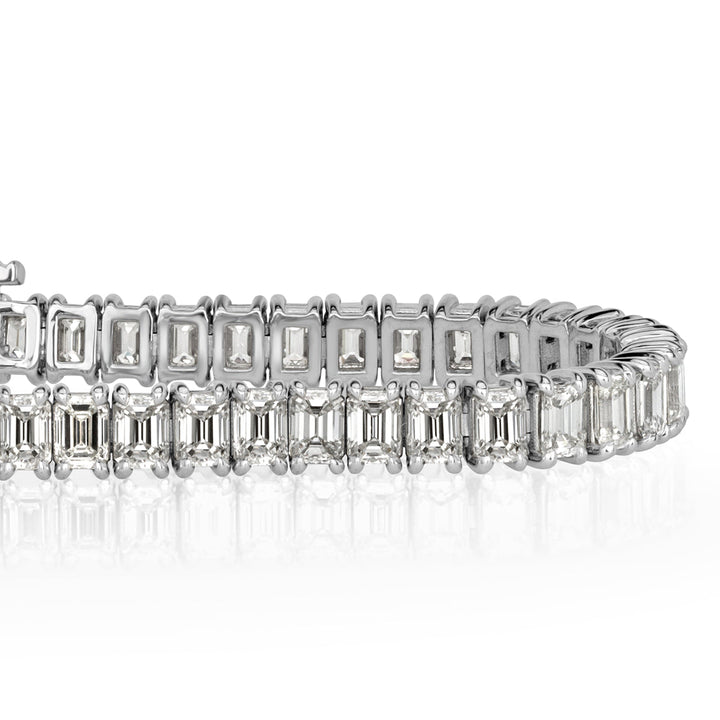 10.74ct Emerald Cut Lab Diamond Tennis Bracelet in 18k White Gold in 7'