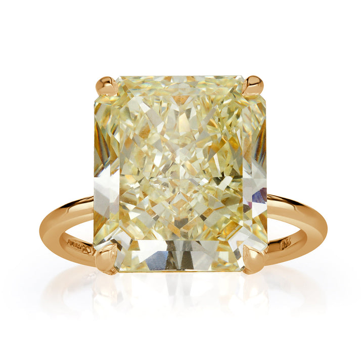 10.37ct Fancy Light Yellow Radiant Cut Lab Diamond Engagement Ring