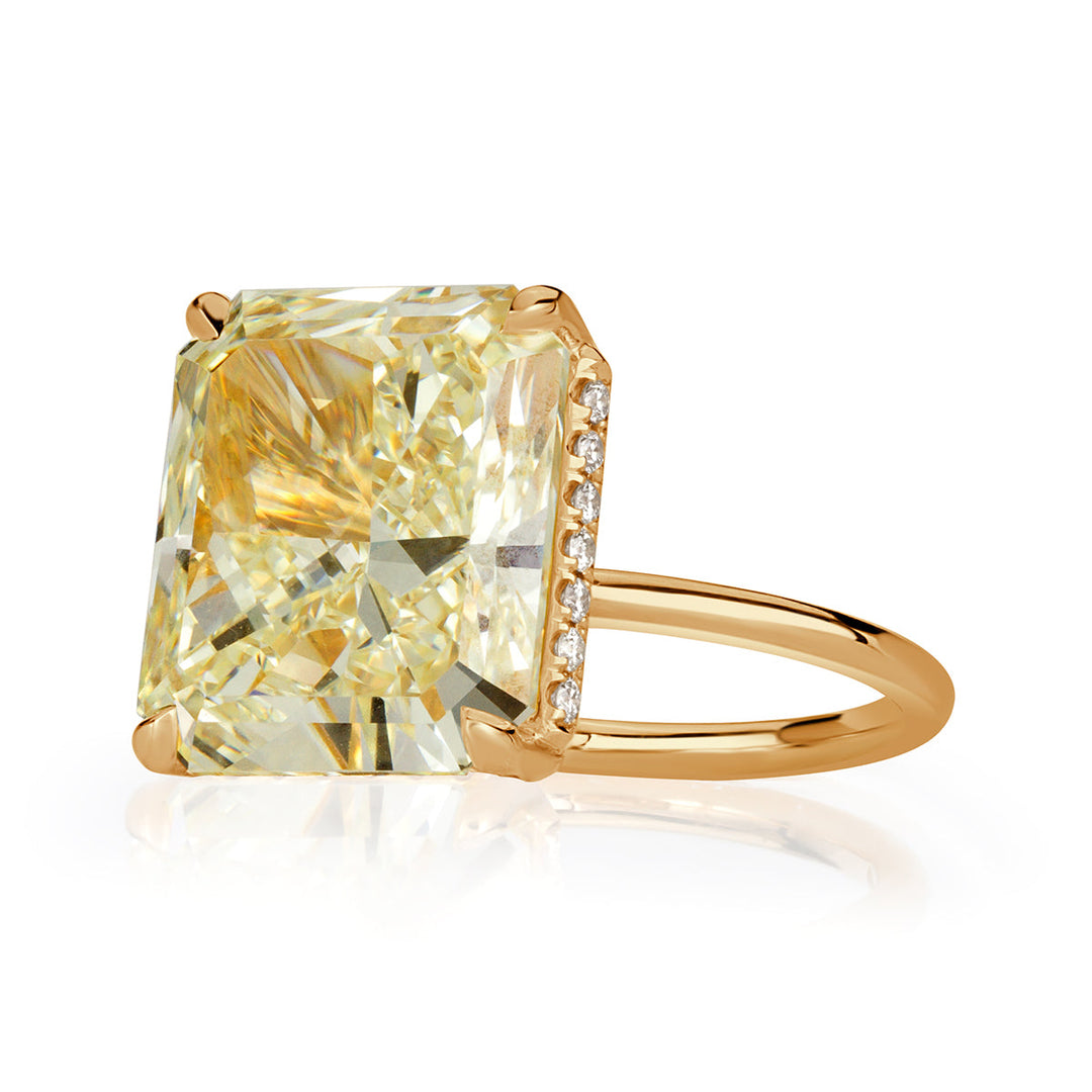 10.37ct Fancy Light Yellow Radiant Cut Lab Diamond Engagement Ring