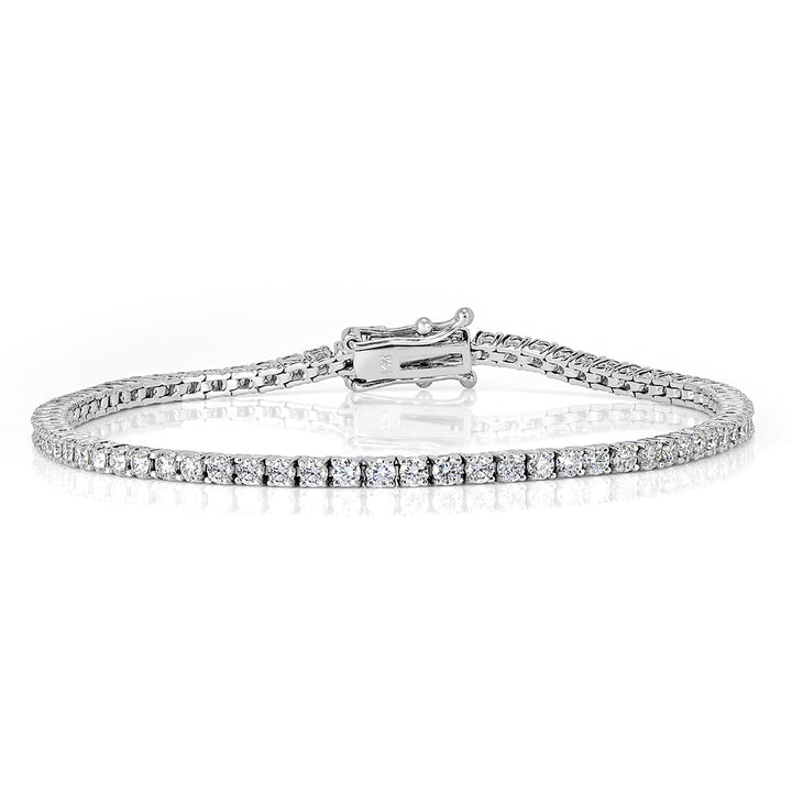 3.04ct Round Brilliant Cut Lab Diamond Tennis Bracelet in 18k White Gold