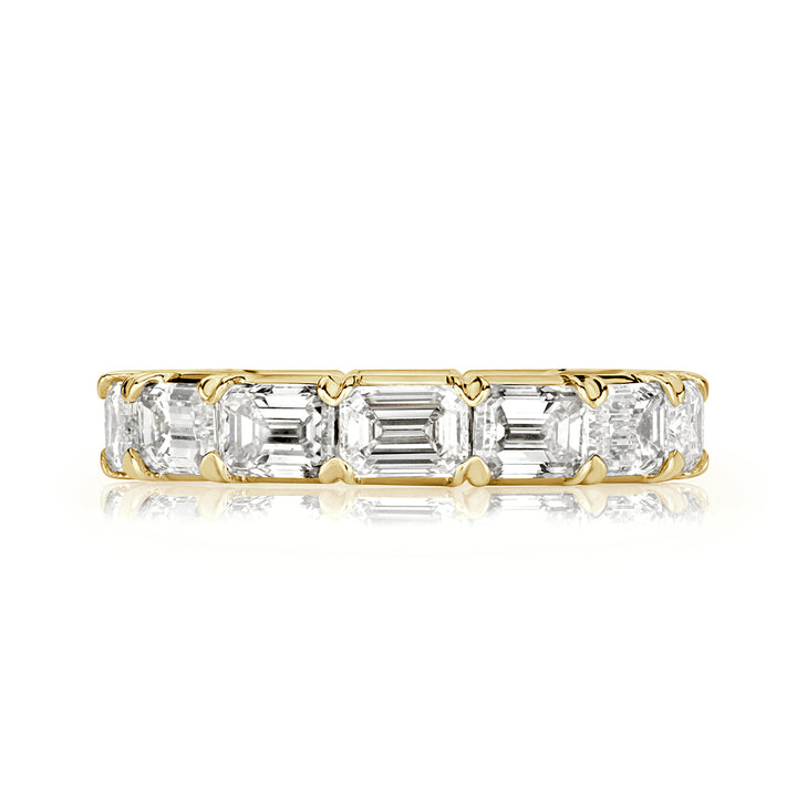 4.68ct Emerald Cut Lab Diamond Eternity Band in 18k Yellow Gold