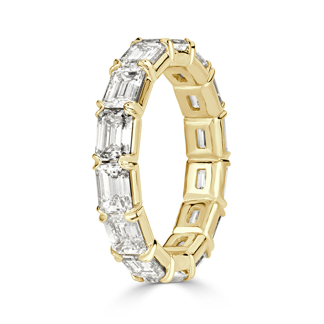 4.68ct Emerald Cut Lab Diamond Eternity Band in 18k Yellow Gold