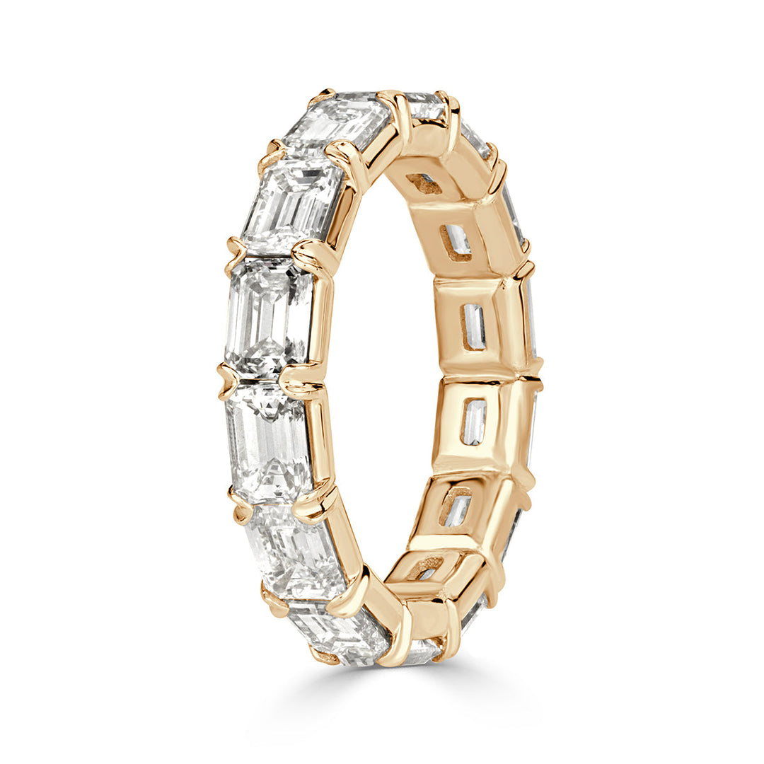 4.68ct Emerald Cut Lab Diamond Eternity Band in 18k Champagne Yellow Gold