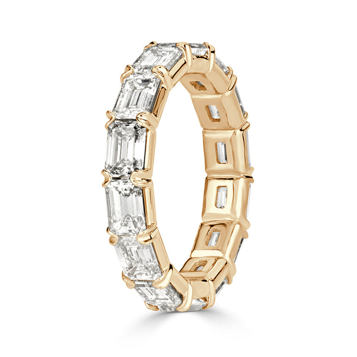 4.68ct Emerald Cut Lab Diamond Eternity Band in 18k Champagne Yellow Gold