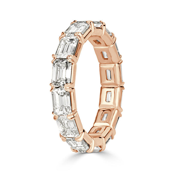 4.68ct Emerald Cut Lab Diamond Eternity Band in 18k Rose Gold