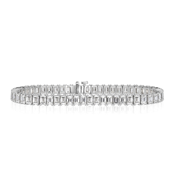 12.89ct Emerald Cut Lab Diamond Tennis Bracelet in 18k White Gold in 7'