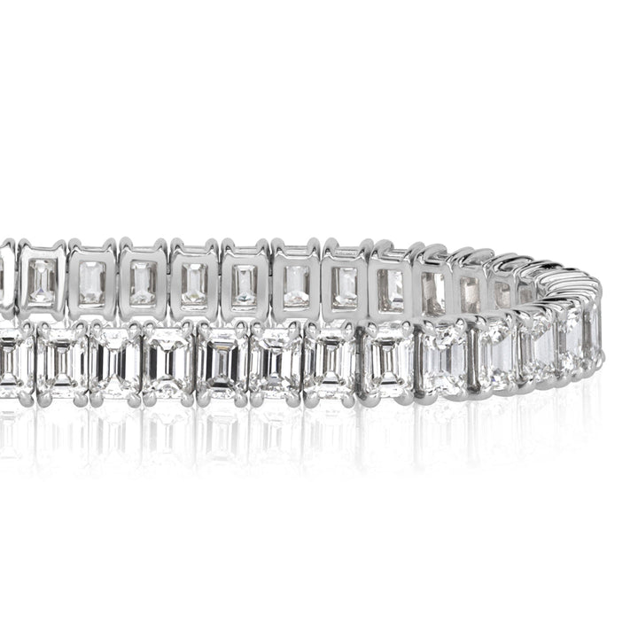 12.89ct Emerald Cut Lab Diamond Tennis Bracelet in 18k White Gold in 7'