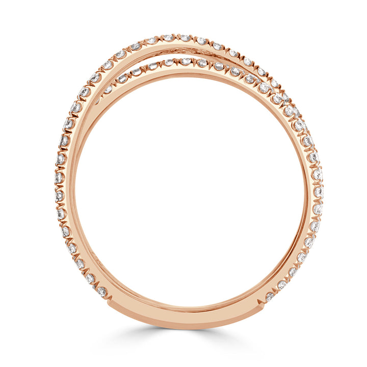 0.63ct Round Brilliant Cut Lab Diamond Dainty Crisscross Ring in 18k Rose Gold