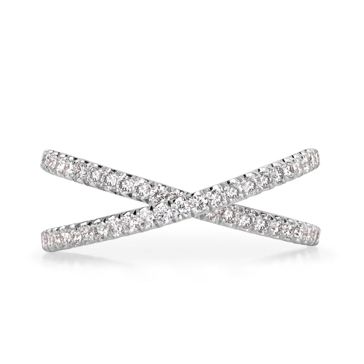 0.63ct Round Brilliant Cut Lab Diamond Dainty Crisscross Ring in Platinum