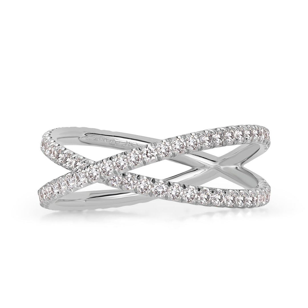 0.63ct Round Brilliant Cut Lab Diamond Dainty Crisscross Ring in Platinum