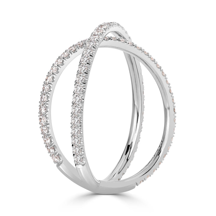 0.63ct Round Brilliant Cut Lab Diamond Dainty Crisscross Ring in Platinum