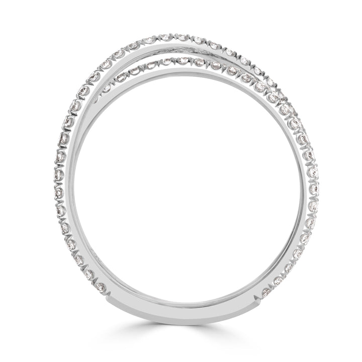 0.63ct Round Brilliant Cut Lab Diamond Dainty Crisscross Ring in Platinum