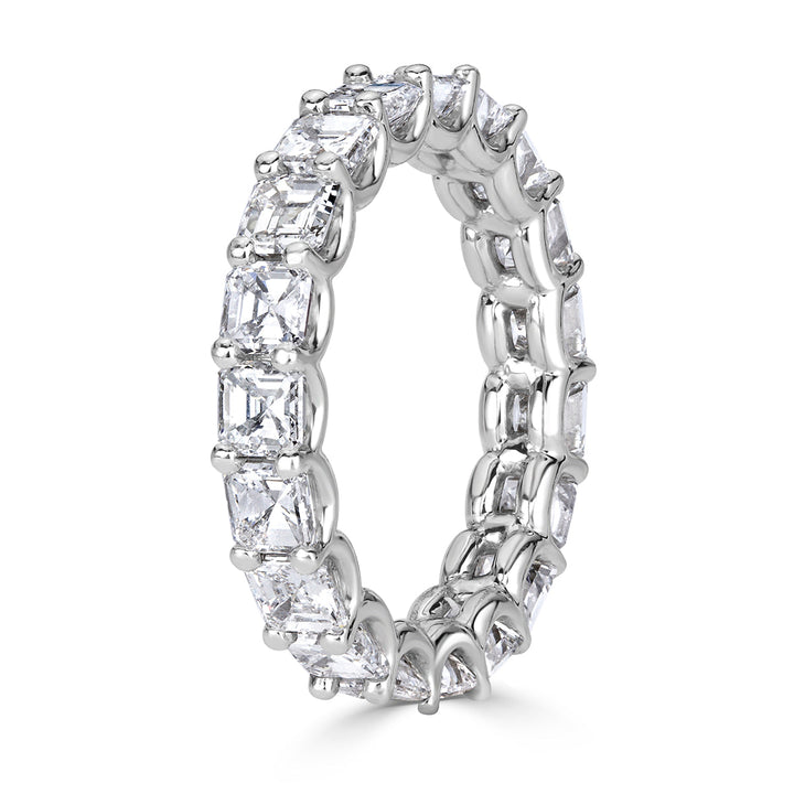 3.65ct Asscher Cut Lab Diamond Eternity Band in 18k White Gold