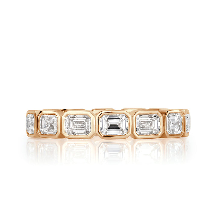 2.50ct Emerald Cut Lab Diamond Eternity Band in 18k Champagne Yellow Gold