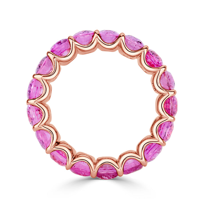 9.67ct Oval Cut Pink Sapphire Eternity Band in 18k Rose Gold