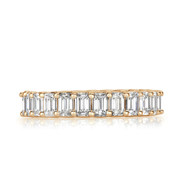 3.60ct Emerald Cut Lab Diamond Eternity Band in 18k Champagne Yellow Gold