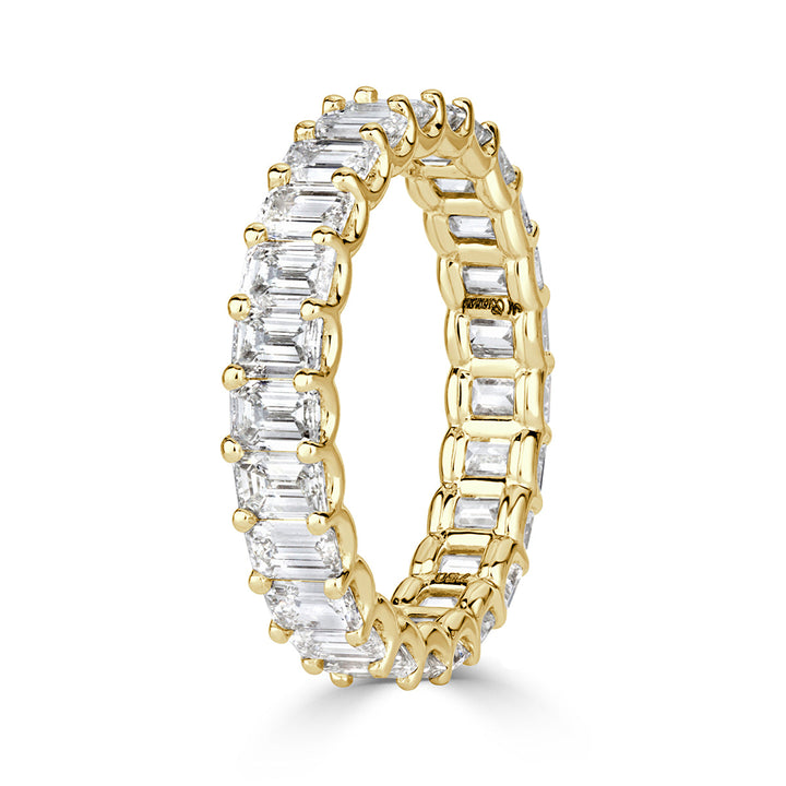 3.60ct Emerald Cut Lab Diamond Eternity Band in 18k Yellow Gold