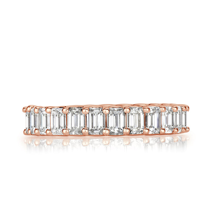 3.60ct Emerald Cut Lab Diamond Eternity Band in 18k Rose Gold