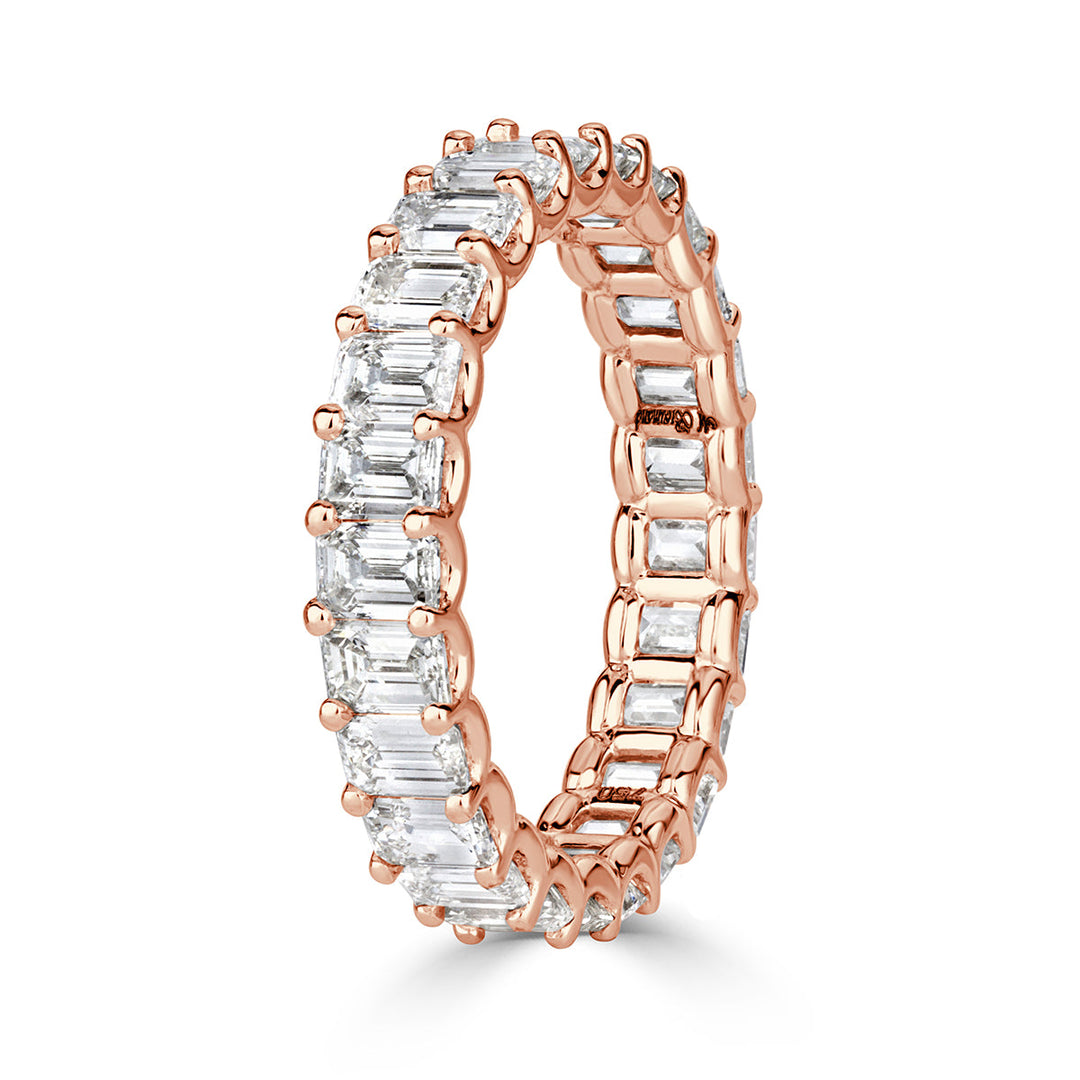 3.60ct Emerald Cut Lab Diamond Eternity Band in 18k Rose Gold