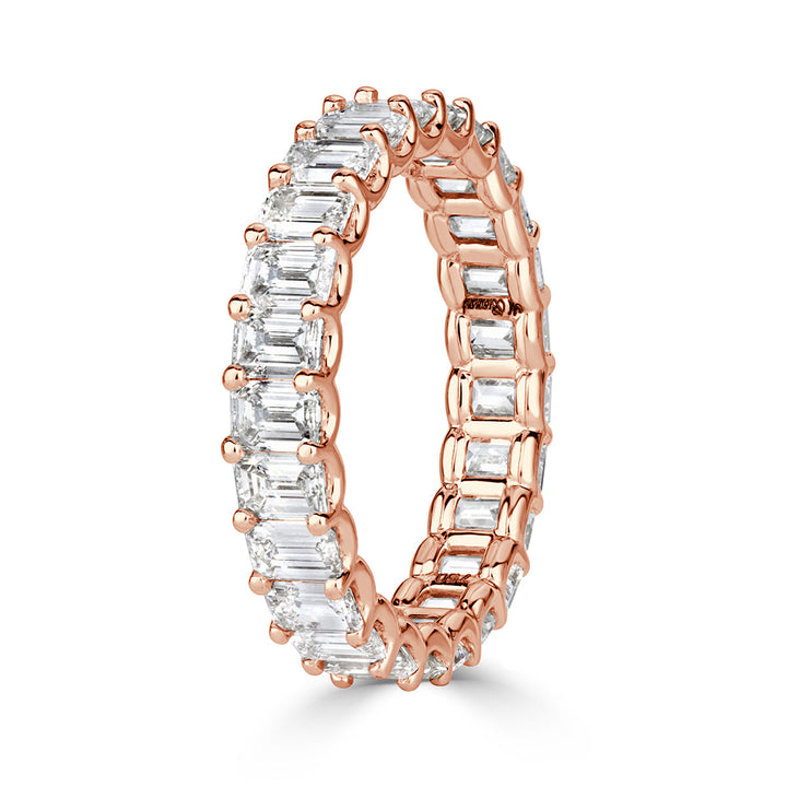 3.60ct Emerald Cut Lab Diamond Eternity Band in 18k Rose Gold