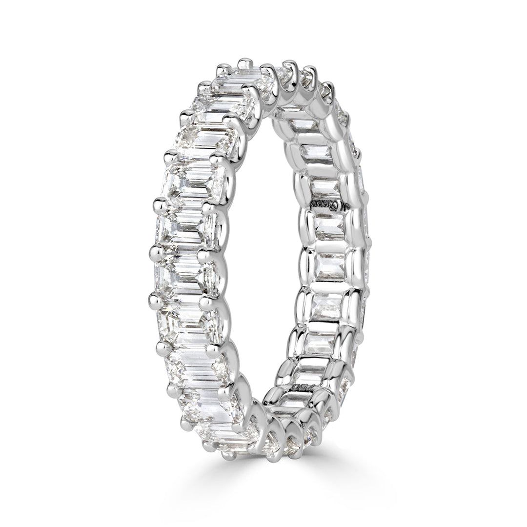 3.60ct Emerald Cut Lab Diamond Eternity Band in 18k White Gold