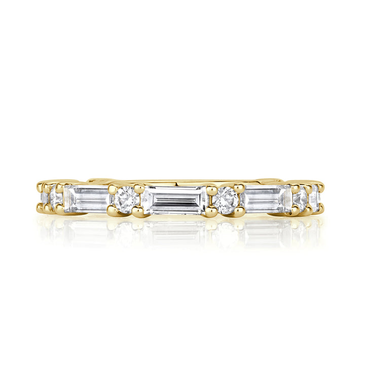 1.25ct Baguette and Round Brilliant Cut Lab Diamond Wedding Band in 18k Yellow Gold