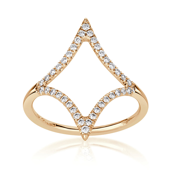 0.28ct Round Brilliant Cut Lab Diamond Kite Ring in 18k Champagne Yellow Gold