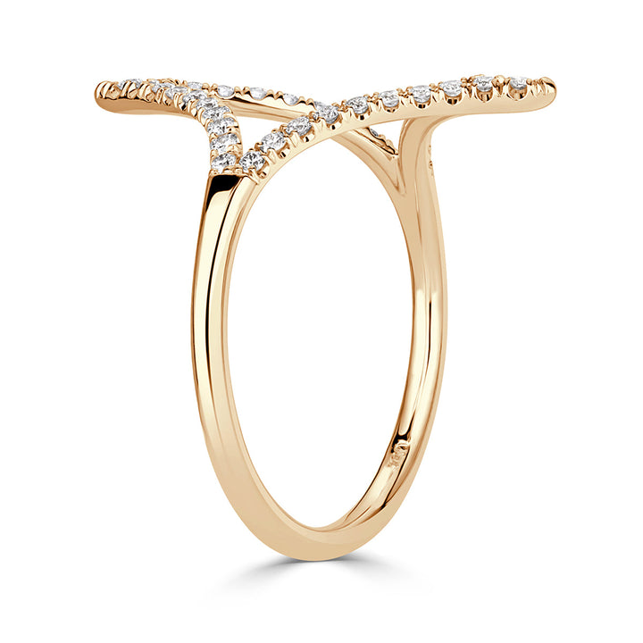 0.28ct Round Brilliant Cut Lab Diamond Kite Ring in 18k Champagne Yellow Gold