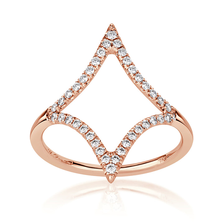 0.28ct Round Brilliant Cut Lab Diamond Kite Ring in 18k Rose Gold