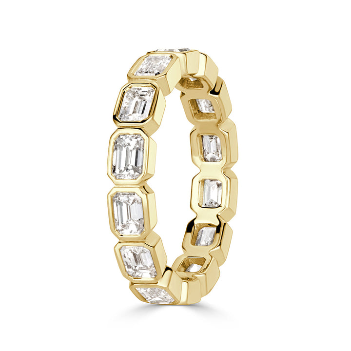 2.50ct Emerald Cut Lab Diamond Eternity Band in 18k Yellow Gold