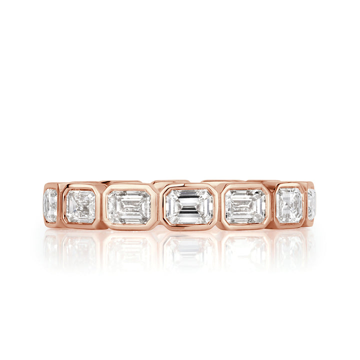 2.50ct Emerald Cut Lab Diamond Eternity Band in 18k Rose Gold