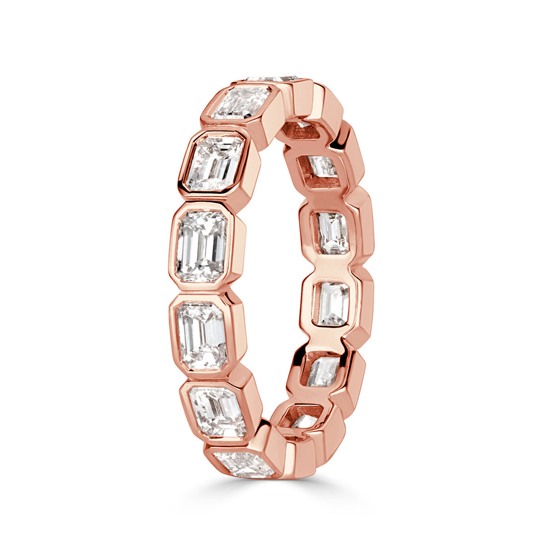 2.50ct Emerald Cut Lab Diamond Eternity Band in 18k Rose Gold