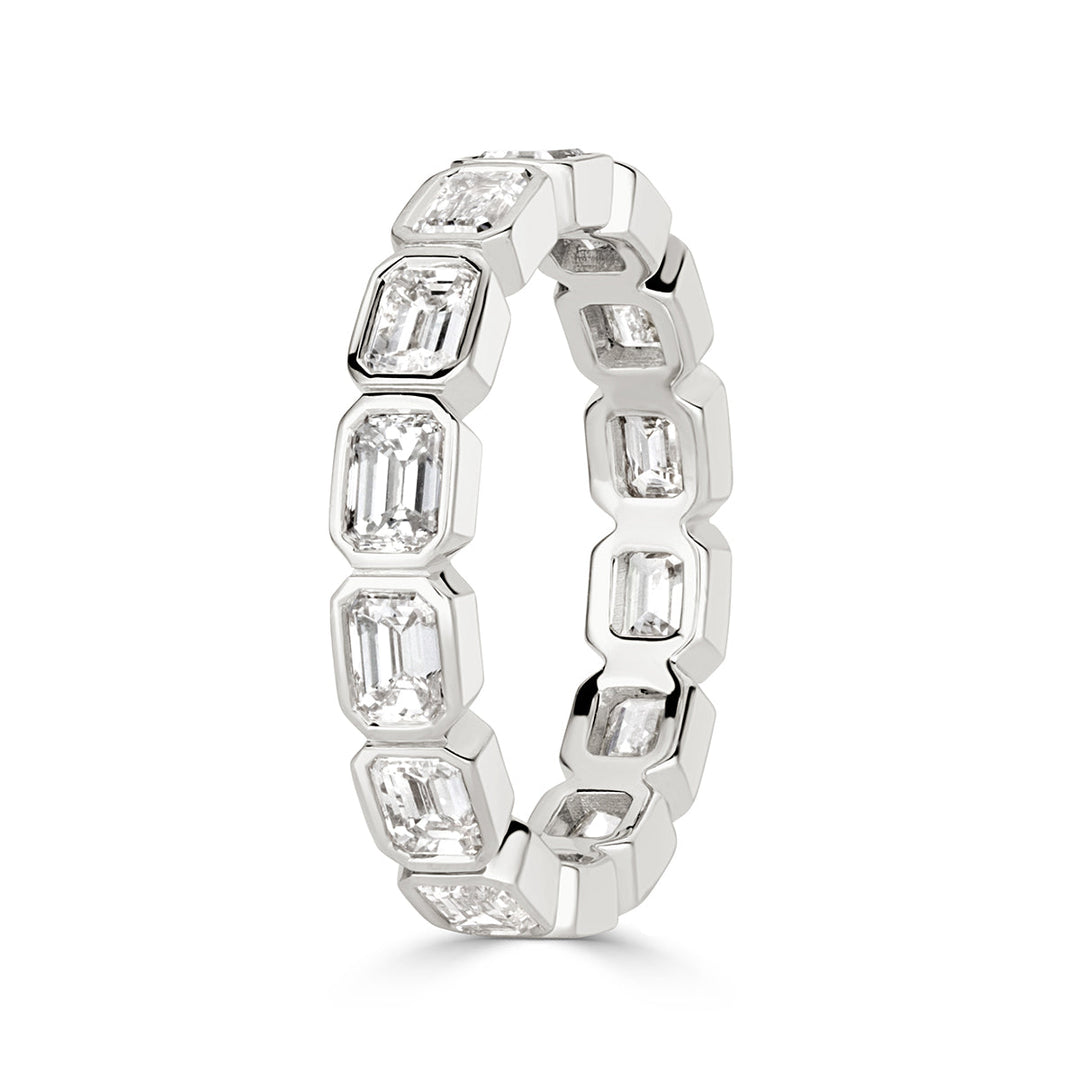 2.50ct Emerald Cut Lab Diamond Eternity Band in 18k White Gold