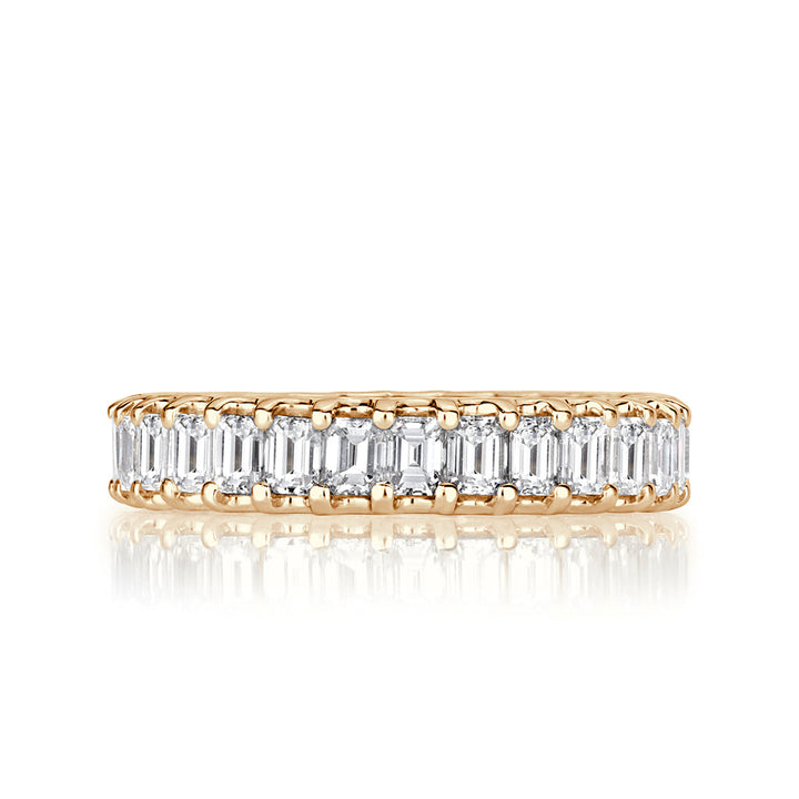 2.40ct Emerald Cut Lab Diamond Eternity Band in 18k Champagne Yellow Gold