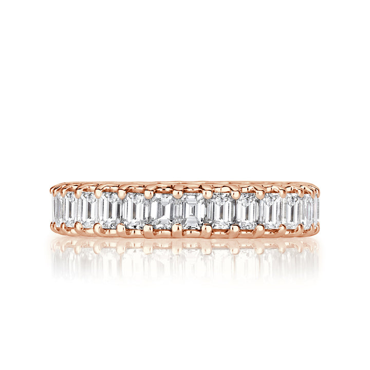 2.40ct Emerald Cut Lab Diamond Eternity Band in 18k Rose Gold