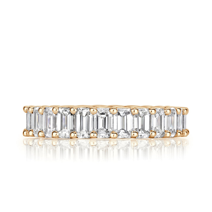 3.95ct Emerald Cut Lab Diamond Eternity Band in 18k Champagne Yellow Gold