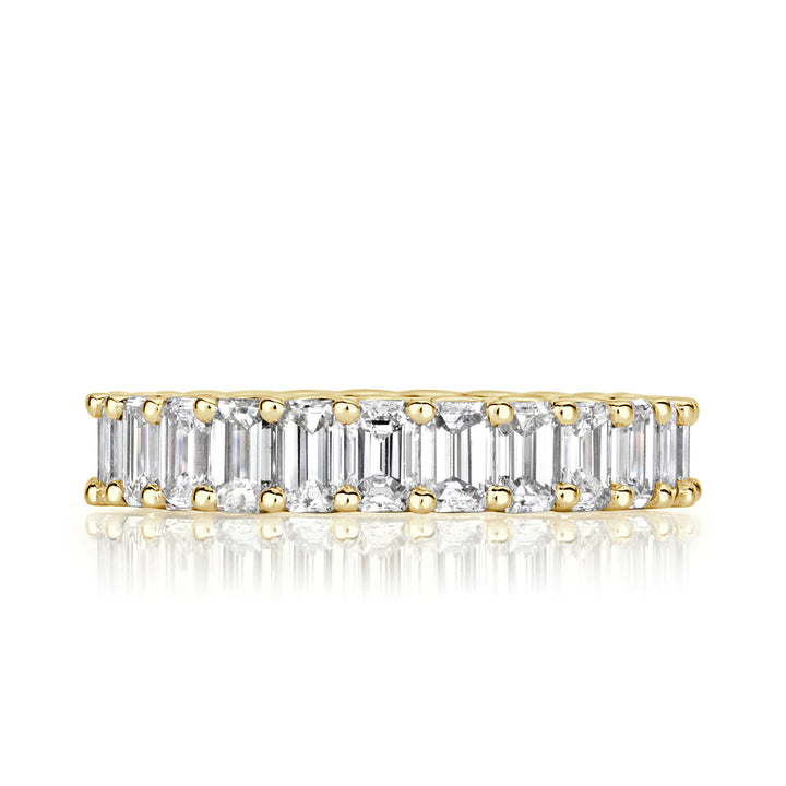 3.95ct Emerald Cut Lab Diamond Eternity Band in 18k Yellow Gold