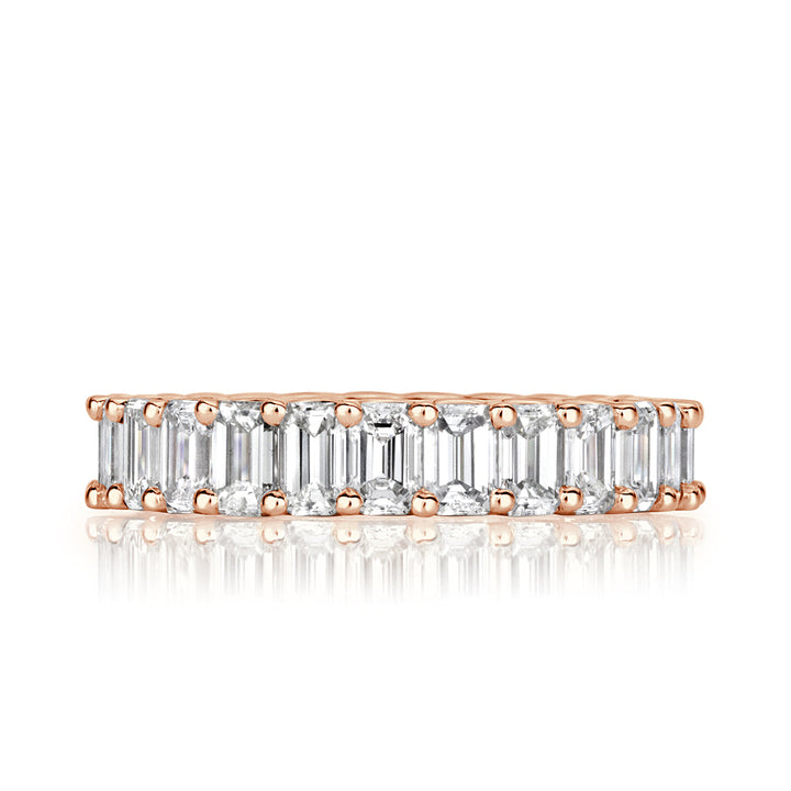 3.95ct Emerald Cut Lab Diamond Eternity Band in 18k Rose Gold