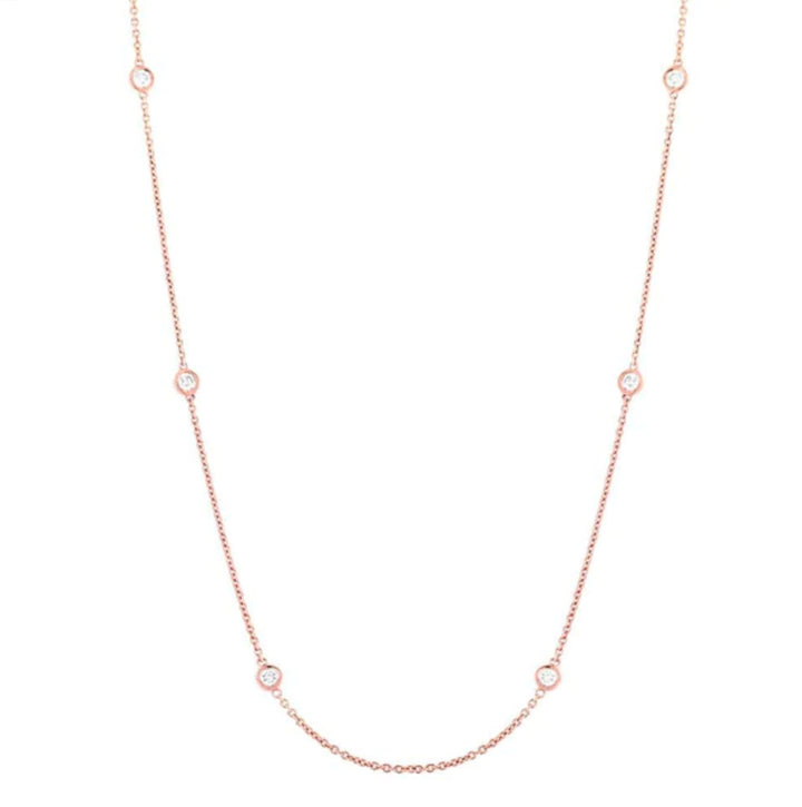 0.77ct Round Brilliant Cut Lab Diamonds by the Yard Necklace in 14K Rose Gold