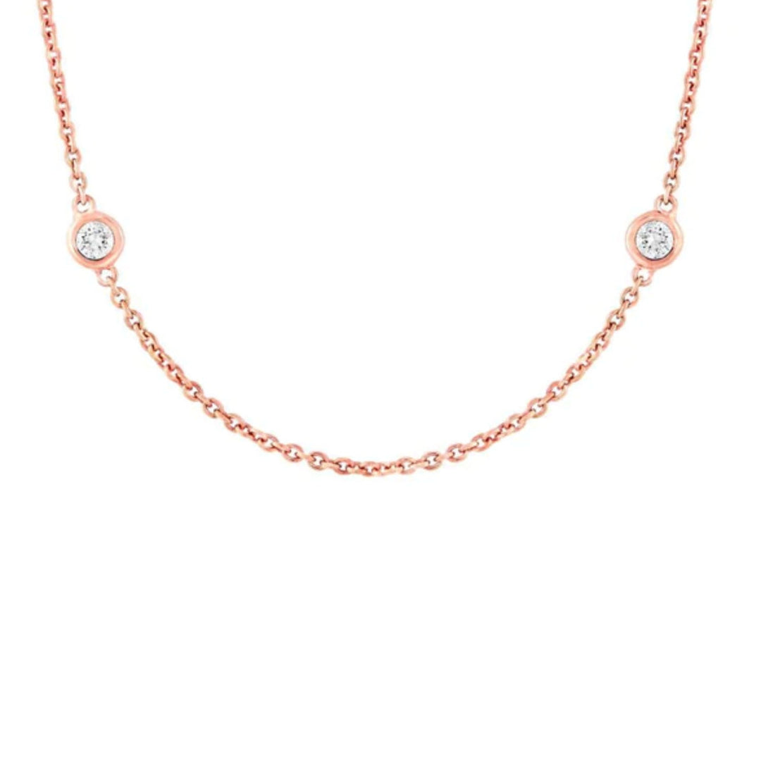 0.77ct Round Brilliant Cut Lab Diamonds by the Yard Necklace in 14K Rose Gold