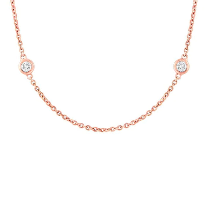 0.77ct Round Brilliant Cut Lab Diamonds by the Yard Necklace in 14K Rose Gold