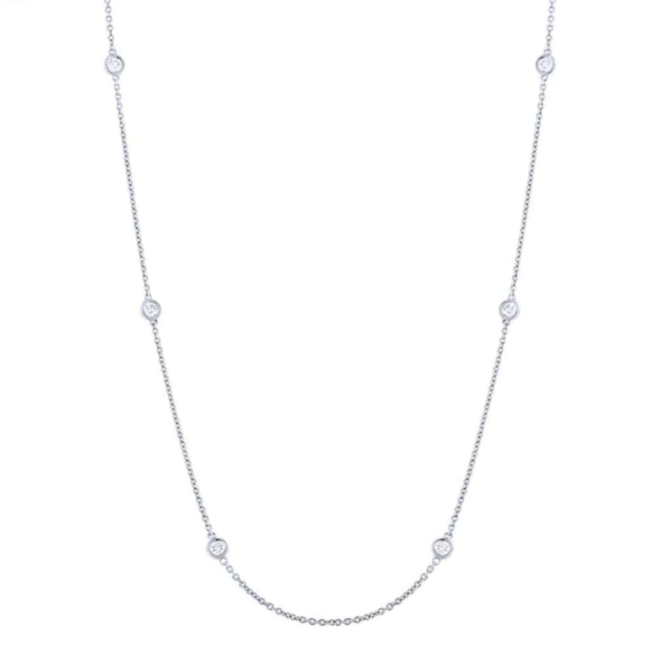 0.77ct Round Brilliant Cut Lab Diamonds by the Yard Necklace in 14K White Gold